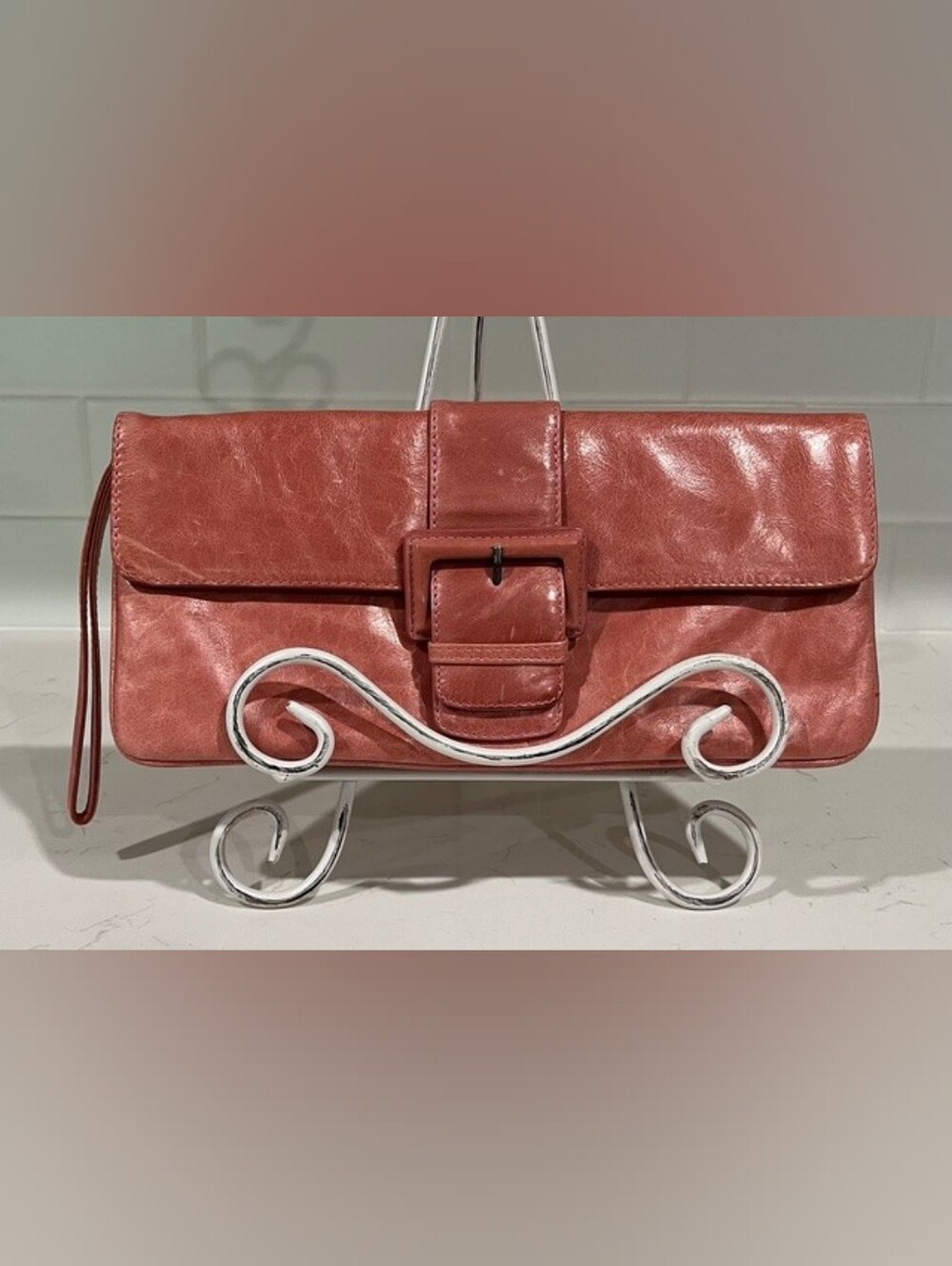 HOBO International Audrey Wristlet In Rose Pink‎ Nappa Leather EUC Y2K